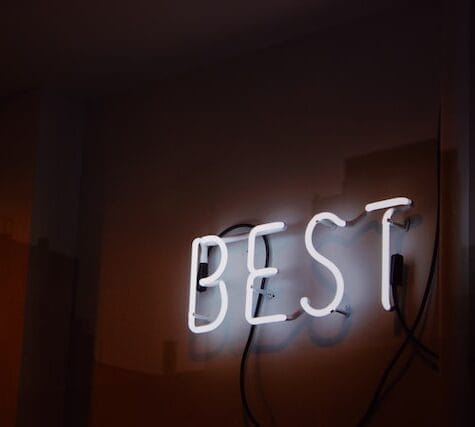 Neon light of the word BEST.